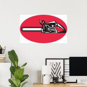 Poster Ferramenta de registro Lumberjack Bold Chainsaw
