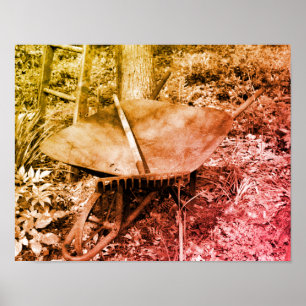 Poster Ferramentas de Jardim enferrujado Preto e Branco