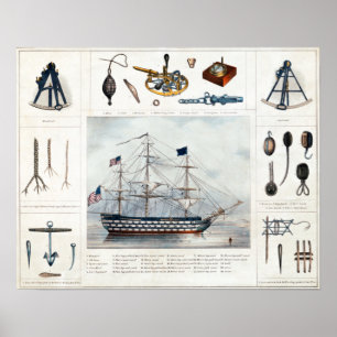 Poster Ferramentas náuticas Vintage do Trade Maritime