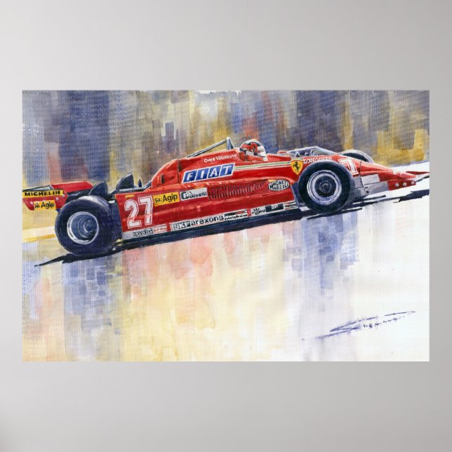 Póster Ferrari 126 CK Gilles Villeneueve, espanhol GP 198 (Frente)