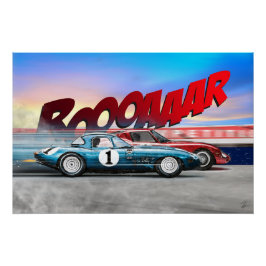 Póster Ferrari 250GTO vs Jag E-Type Lightweigt