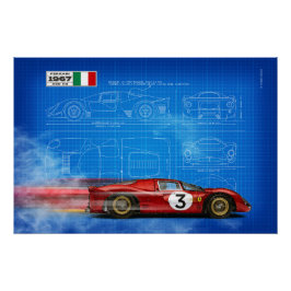 Póster Ferrari 330 P4 Blueprint