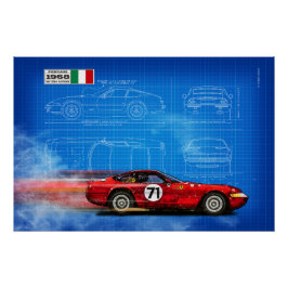 Póster Ferrari 365 GTB/4 Daytona Blueprint