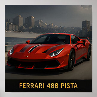 Poster Ferrari 488 Pista Moderno Supercarro Italiano Luxo