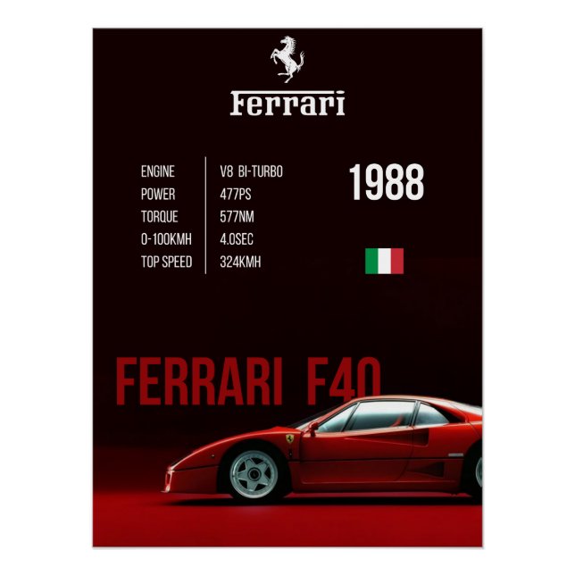 Póster Ferrari F40 (Frente)
