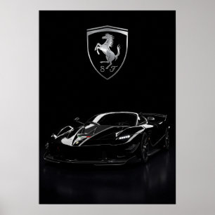 Poster Ferrari FXX-K Hypercar Preto Supercarro Escuro