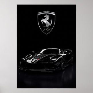 Poster Ferrari FXX-K Hypercar Preto | Supercarro Escuro