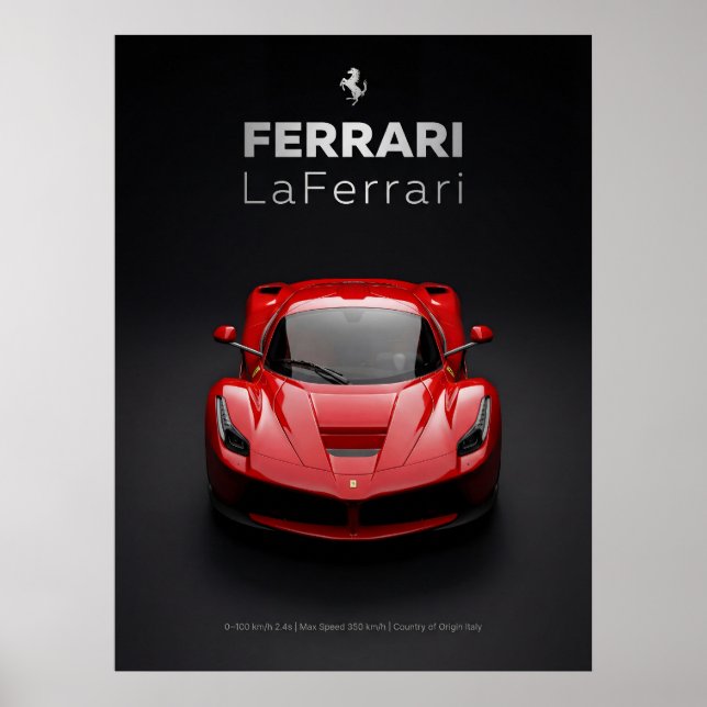 Poster Ferrari LaFerrari Hypercar Vermelho (Frente)