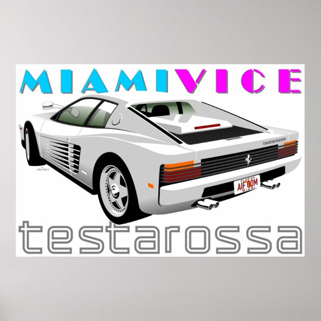 Poster Ferrari Testarossa, Vice de Miami (Frente)