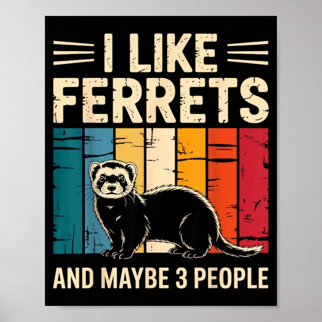 Poster Ferret Art For Men Women Kids Pet Ferret Lovers Fe (Frente)