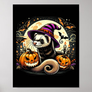 Poster Ferret Witch Halloween - Bats Bats de Pumpkin Spoo