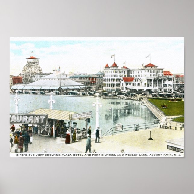 Póster Ferris Wheel, Asbury Park, NJ Vintage (Frente)