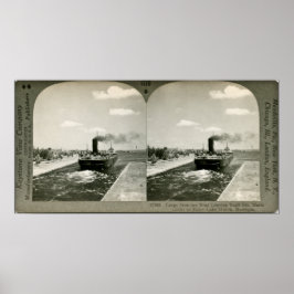 Póster Ferro Ore Boat Saindo do Soo - Vintage Stereoview