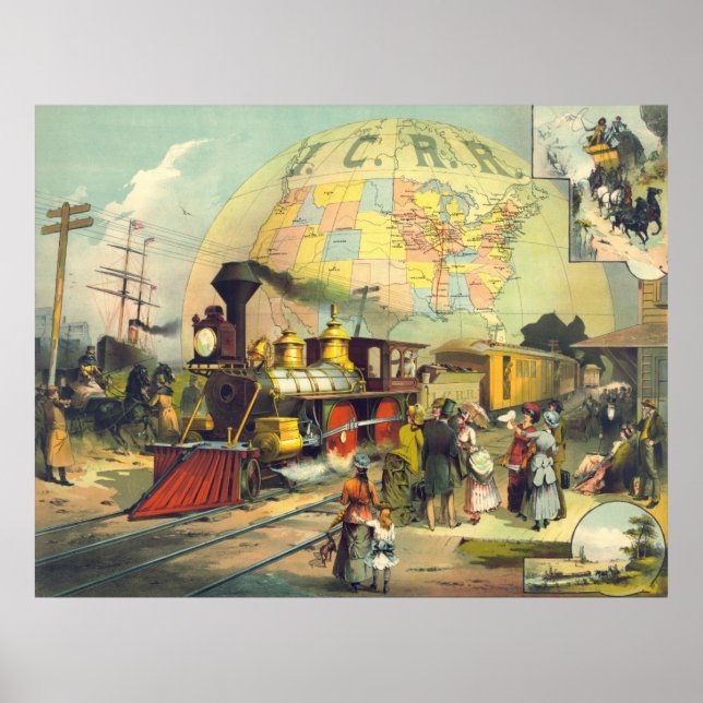 Poster Ferrovia Central de Illinois 1882 (Frente)