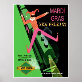 Poster Ferrovia Central Illinois, pôster de Mardi Gras