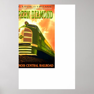 Poster Ferrovia Illinois Central - GREEN DIAMOND - Novo