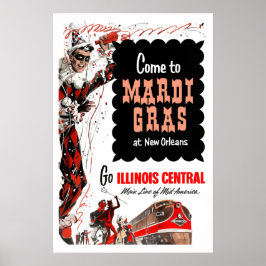 Poster Ferrovia Illinois Central, pôster de Mardi Gras