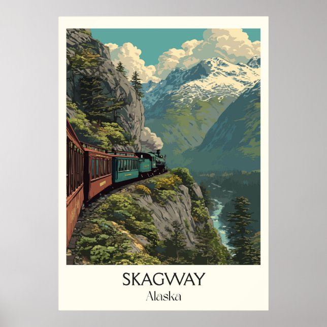 Poster Ferrovia White Pass de Skagway Alasca (Frente)