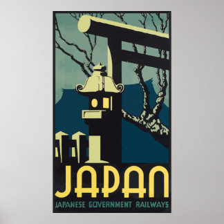 Póster Ferrovias Governos Japonesas, Vintage