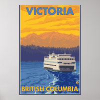Ferry and Mountain - Victoria, BC Canadá