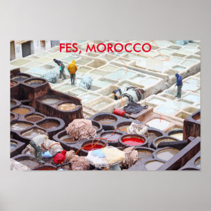 Poster Fes tanneries, Marrocos