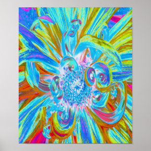 Poster Fesestivo Chartreuse e Blue Dahlia Flores
