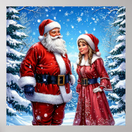 Poster Feset Santa Claus e Sra. Claus