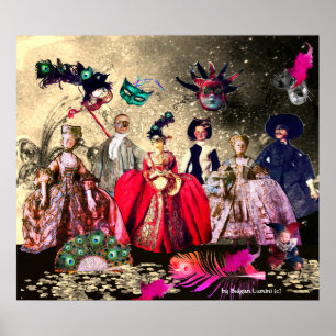 POSTER FESTA ANTIQUA ITALIANA DE COSTUME MASCARADA DE BOM