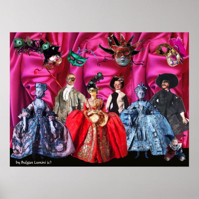 PÓSTER FESTA ANTIQUA ITALIANA DE COSTUME MASCARADA DE BOM (Frente)