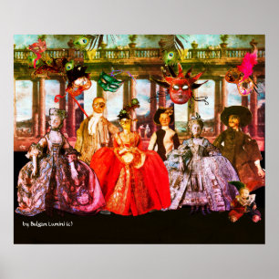 PÓSTER FESTA ANTIQUA ITALIANA DE COSTUME MASCARADA DE BOM