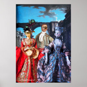 PÓSTER FESTA ANTIQUA ITALIANA DE COSTUME MASCARADA DE BOM