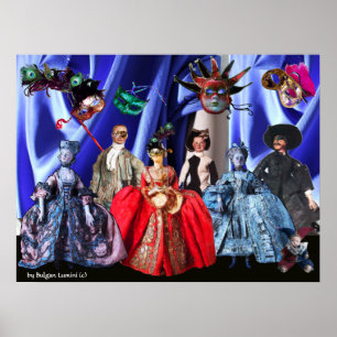 POSTER FESTA ANTIQUA ITALIANA DE COSTUME MASCARADA DE BOM