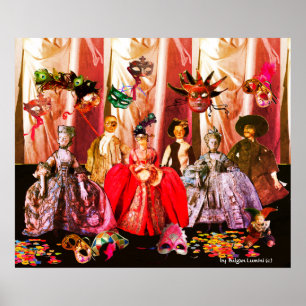 PÓSTER FESTA ANTIQUA ITALIANA DE COSTUME MASCARADA DE BOM
