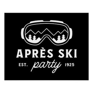 Póster Festa após esqui cabine montanhosa viagem neve inv