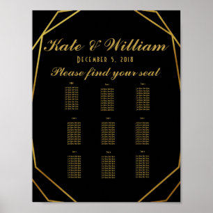Póster Festa/casamento do plano de Mesa de arte elegante