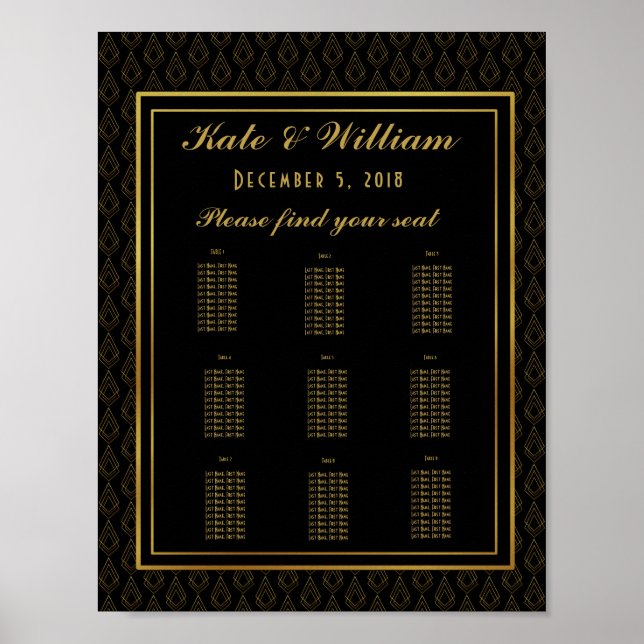 Poster Festa/casamento do plano de Mesa de arte elegante (Frente)