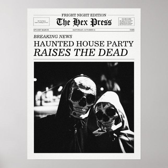 Poster Festa da Casa Assombrada do Jornal The Hex Press (Frente)