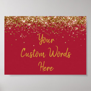 Poster Festa de Aniversário com Brilho em Dourado e Borgo