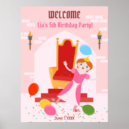 Poster Festa de Aniversário da Menina Princesa Real
