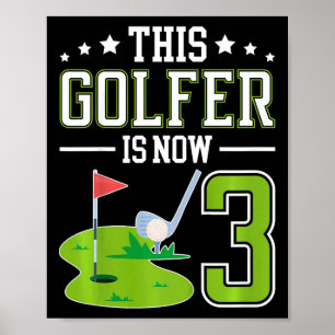 Poster Festa de Aniversário de 3 Anos de Crianças Golfe M