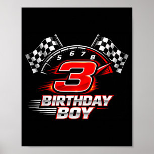 Poster Festa de aniversário de 3 anos do carro de corrida