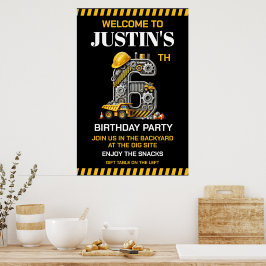 Poster Festa de Aniversário de 6 anos da Construção Fofa