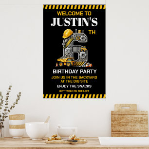 Poster Festa de Aniversário de 6 anos da Construção Fofa