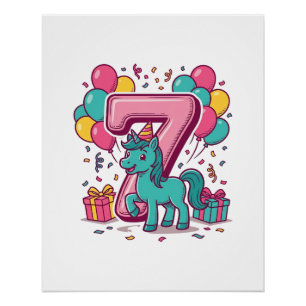 Póster Festa de Aniversário de 7 anos do Cavalo Design de