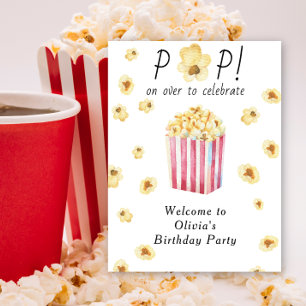 Poster Festa de Aniversário de criança de Popcorn de Aqua