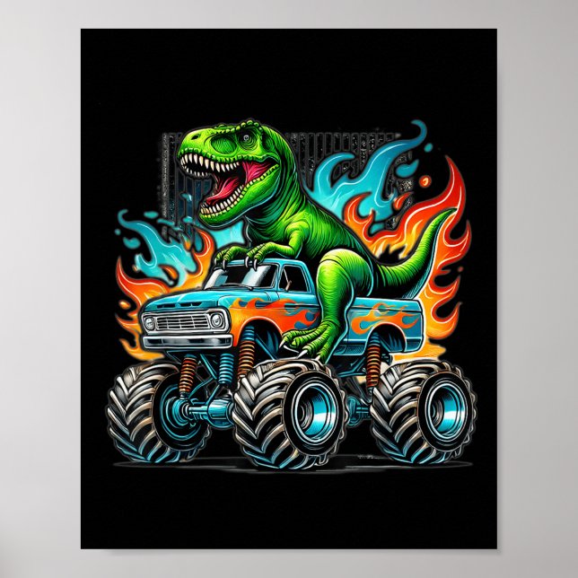 Poster Festa de Aniversário de Dinossauro de Caminhão Mon (Frente)