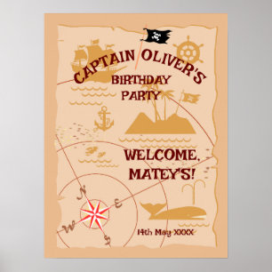 Poster Festa de aniversário de diversão do mapa do tesour