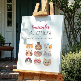 Poster Festa de aniversário de Gato de Partido Puro