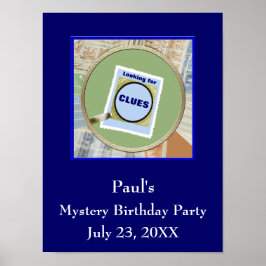 Póster Festa de aniversário de Mapas de Vidro Misteriosos