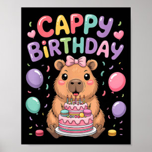 Poster Festa de aniversário de menina capivara fofa para